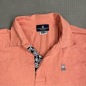 Psycho Bunny Polo Shirt 9 (Fits Like 7/XL) Mens Pima Cotton Heathered Orange